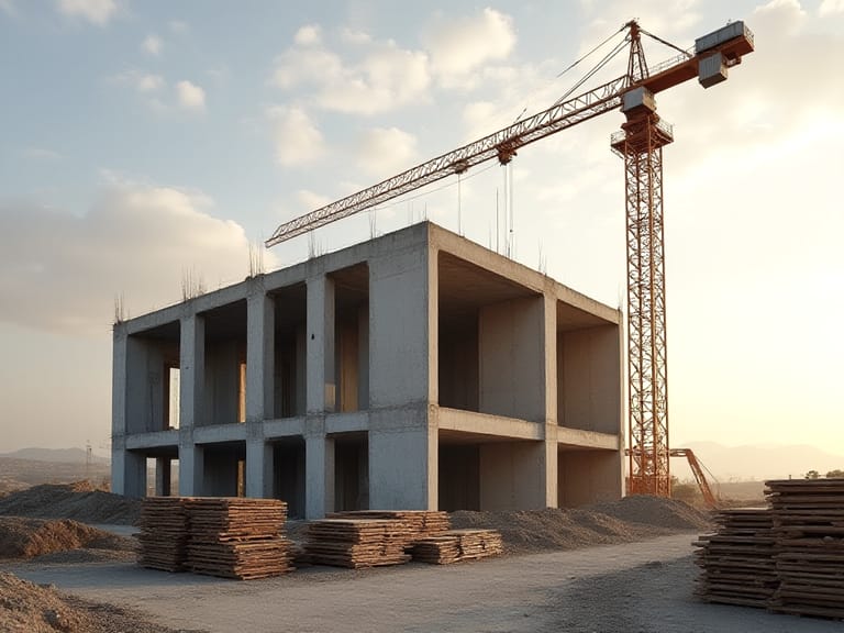 Kule vinçli, düzenli bir şantiye alanı